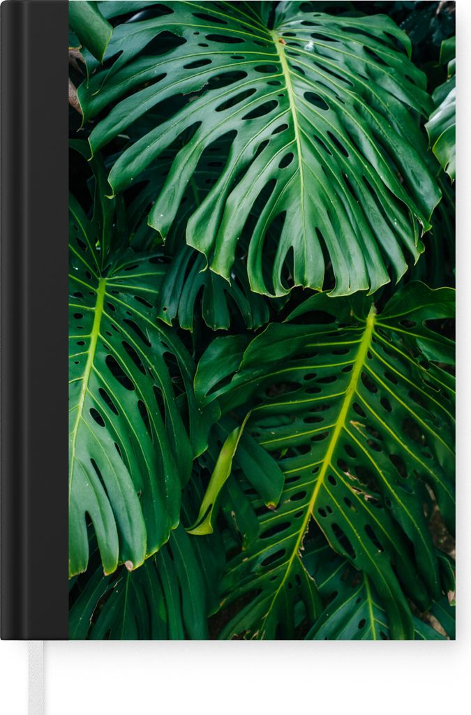 MuchoWow Notizbuch Tagebuch Haushaltsbuch Notebook A5 Dunkelgrüne botanische Blätter in einem Garten - Notizblock - Notizheft - Notebook - Schr...