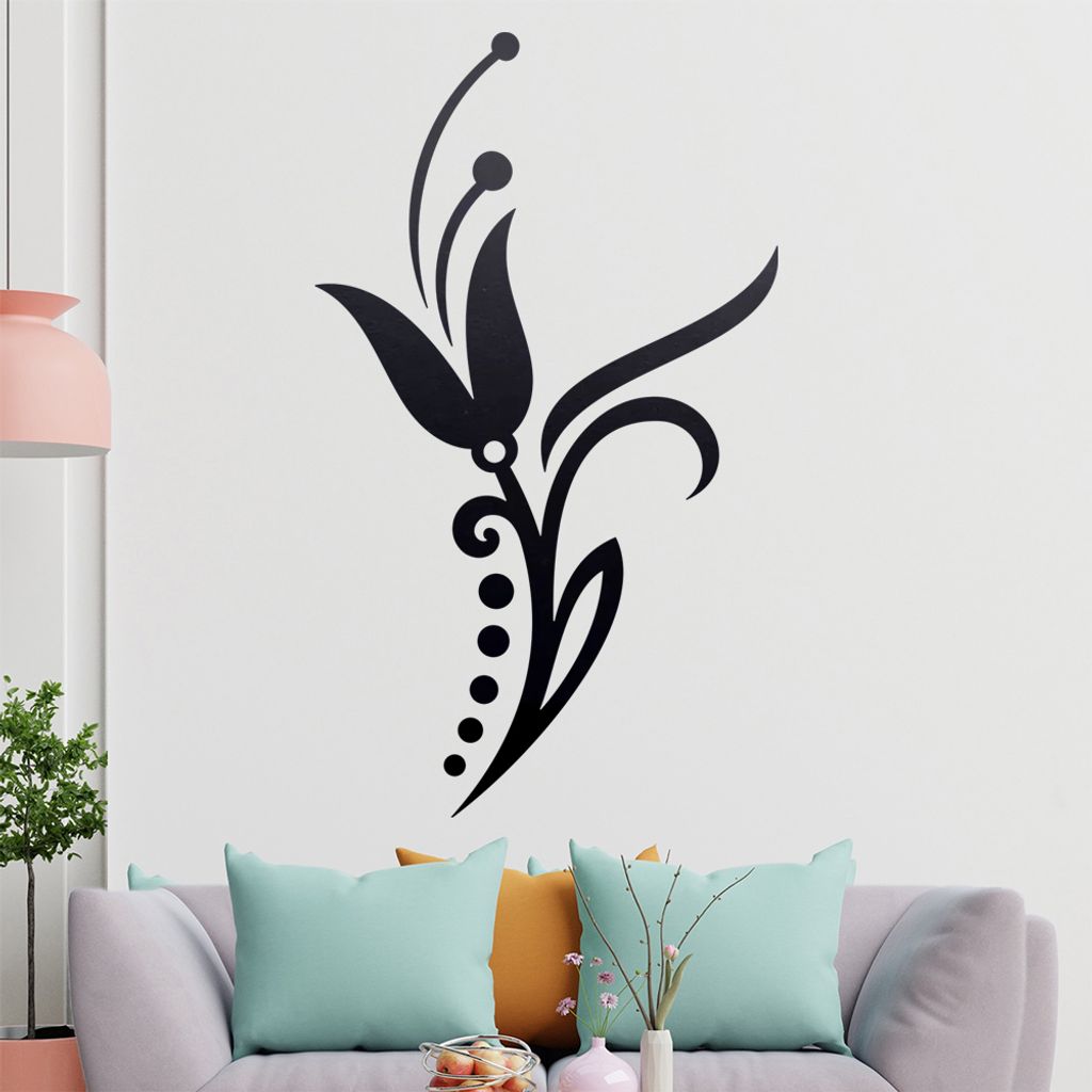 Blume - Linien Punkte Wandtattoo in 6 Größen - Wandaufkleber Wall Sticker - Dekoration, Küche, Wohnzimmer, Schlafzimmer, Badezimmer