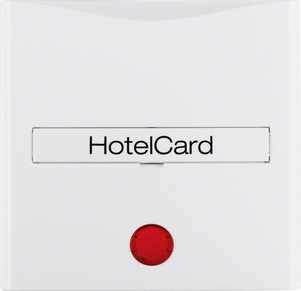 Berker Hotelcard-Schaltaufsatz m. Aufdruck und roter Linse S.1/B.3/B.7 polarweiß glänz., Weiß, Thermoplast, Schraubenlos, Berker, Glänzend, S.1...