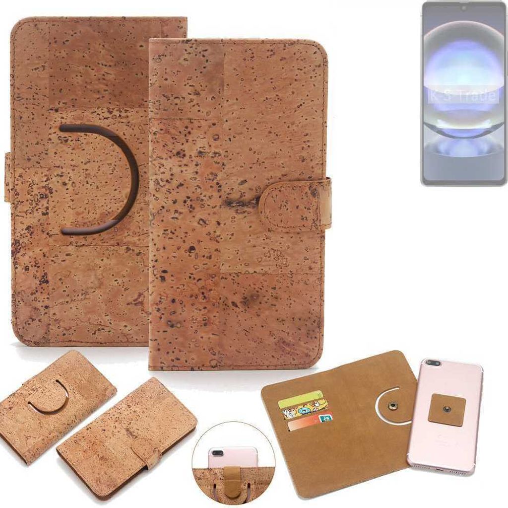 K-S-Trade Handy Hülle Schutz Hülle kompatibel mit Sharp Aquos R9 Handyhülle Schutzhülle Korkhülle Kork-Hülle 1x