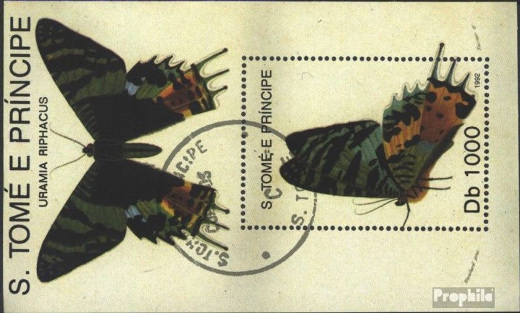 Briefmarken Sao Tome e Principe 1992 Mi Block294 (kompl.Ausg.) gestempelt Schmetterlinge