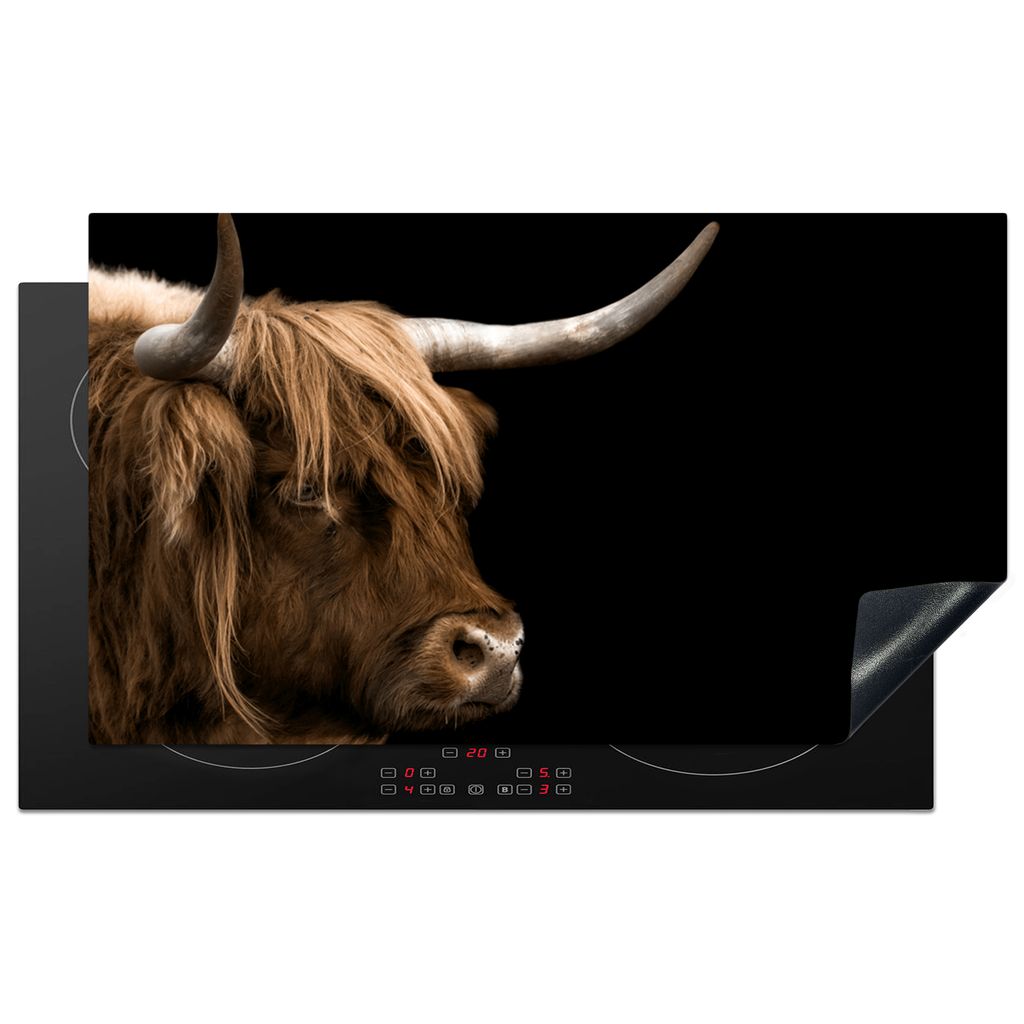 KitchenYeah Herdabdeckplatte Schottischer Highlander - Fell - Tier , 91x52cm, Küche Deko, Glaskeramikkochfeld Herdabdeckung, Abdeckplatte fùr K...