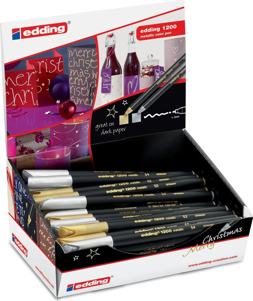 Display 50 Pennarelli Edding 1200 Metallic: Oro e Argento