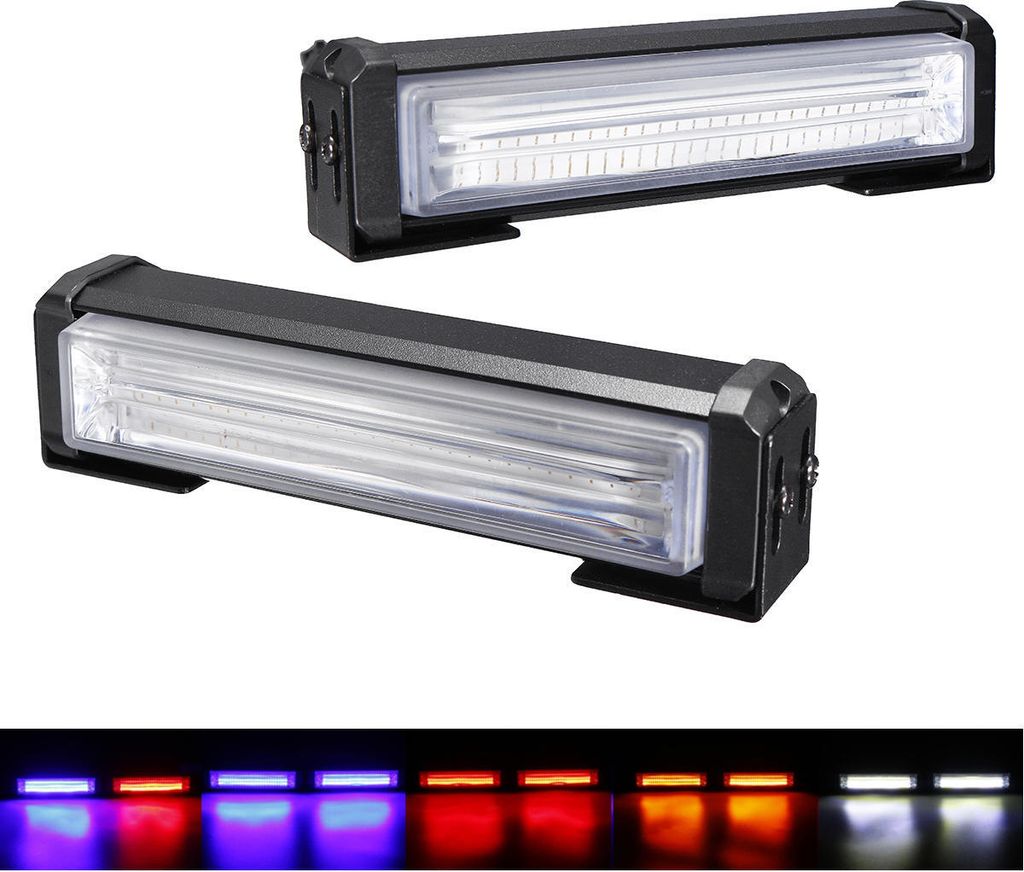 2Pcs 40W Front Grille COB LED Notlicht Blitz Warnung Strobe Lampe 12-24V - Gelb
