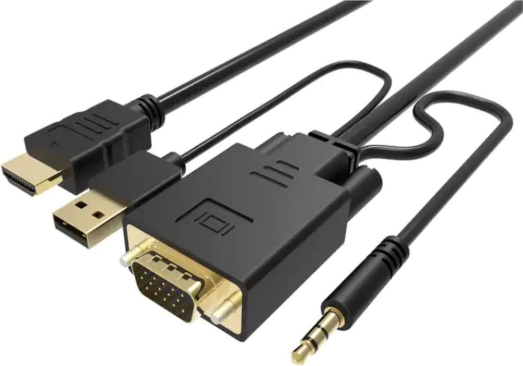 VGA auf HDMI Kabel / VGA Stecker > HDMI Stecker Konverter für Laptop, PC mit VGA Ausgang zu Monitor, Beamer, TV mit HDMI Eingang HD 1080P, 3m