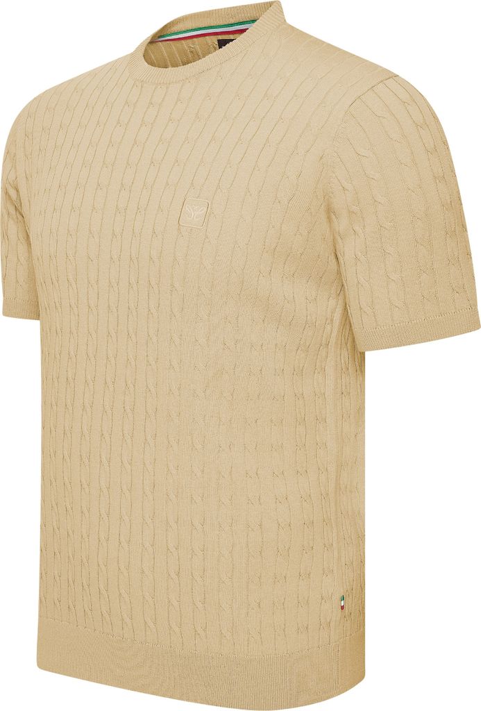 Cappuccino Italia Loreto Cable Knit Tee Beige - Große L