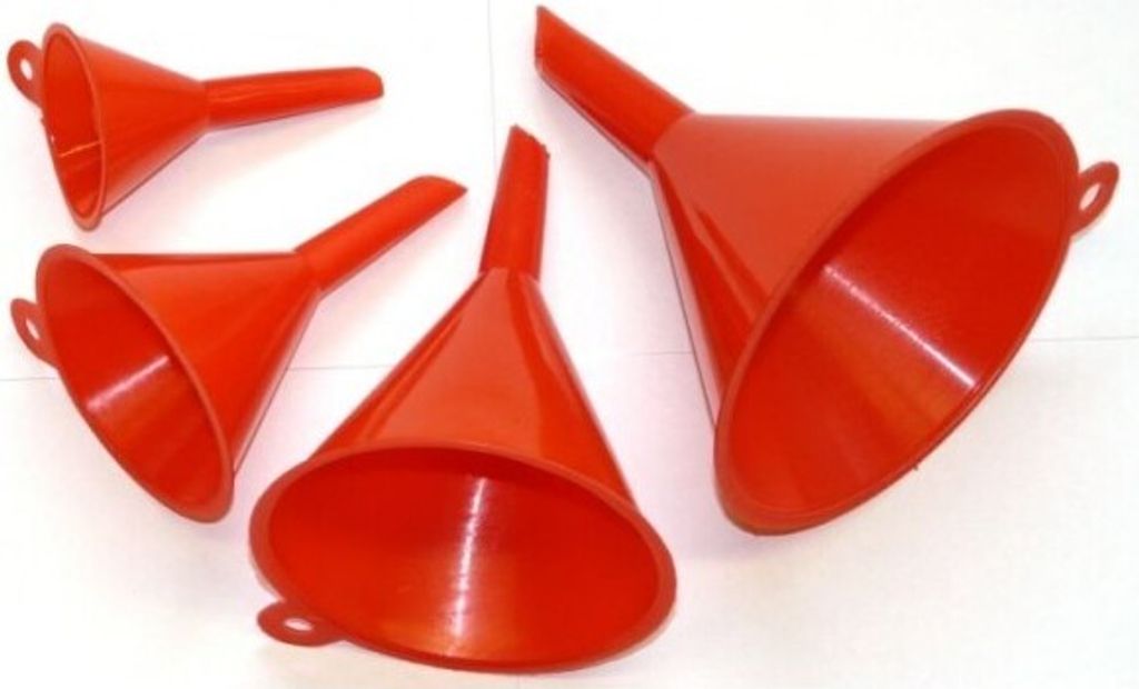 EUROTOOLS Trichter-Satz 4-teilig, Ø 50 mm / 75 mm / 90 mm / 115 mm, Kunststoff rot