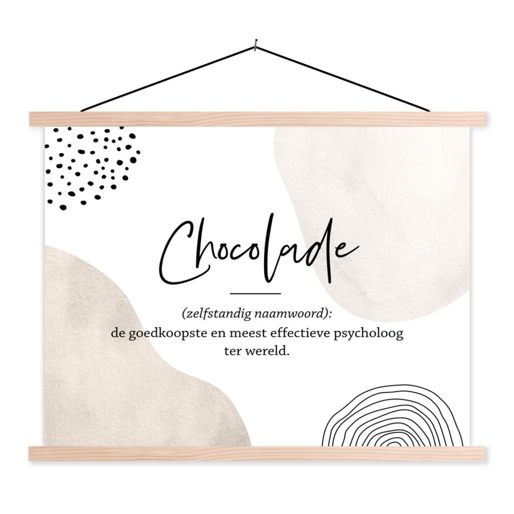 MuchoWow Textilposter Sprichwörter - Schokolade - Zitate - Wörterbuch - Definition Schokolade 60x45 cm mit holzfarbenen Rahmen - Bild
