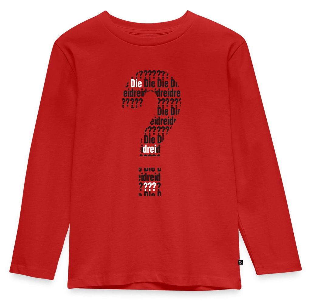Spreadshirt Die Drei Fragezeichen Kids Logo Schwarz Weiß Kinder Premium Langarmshirt, 98/104 (2 Jahre), Rot