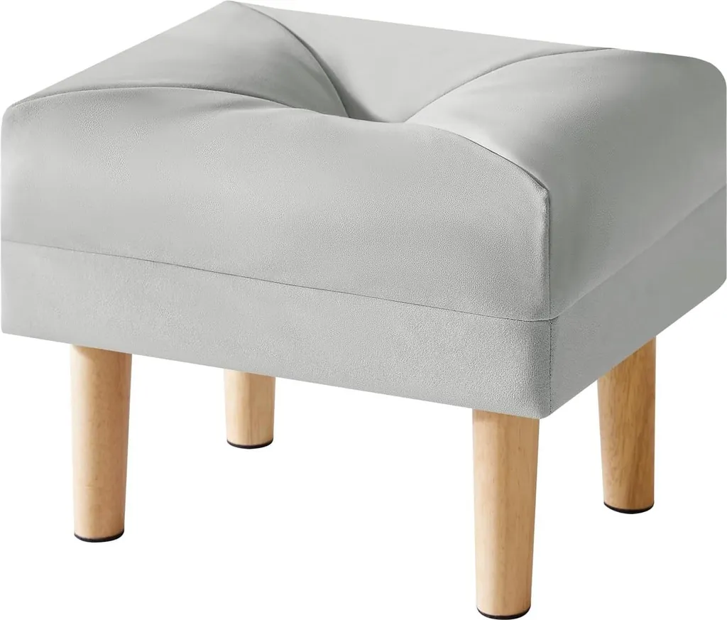 Repose-pieds Similicuir Gris 40x29cm - Finition Moderne Haute Qualité