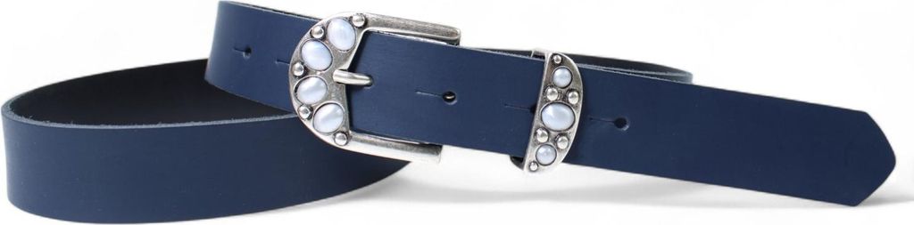 FRONHOFER Damen Ledergürtel 3 cm, Gürtelschnalle + Schlaufe Perlen weiß
