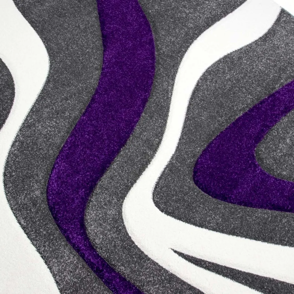Tapis anti-tache design violet gris blanc - Solution déco 200x290