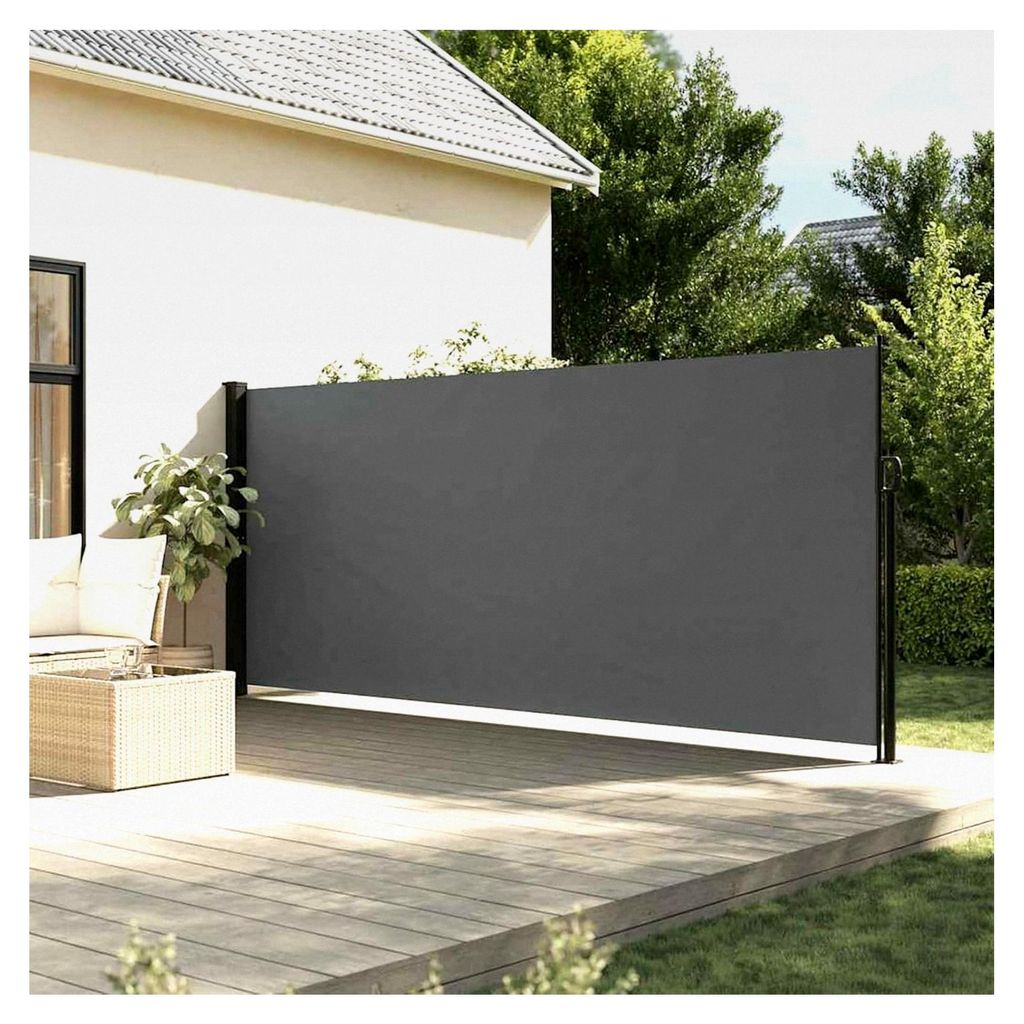 Ausziehbare Seitenmarkise Anthrazit 160x600 cm für Balkon und Terrasse