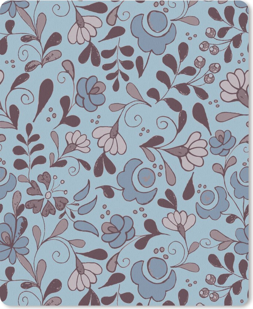 MuchoWow Mauspad Mousepad Muster - Blume - Grau - Blau 30x40 cm - Mousepads - Maus Mat - Pad - Mausunterlage - Mausmatten