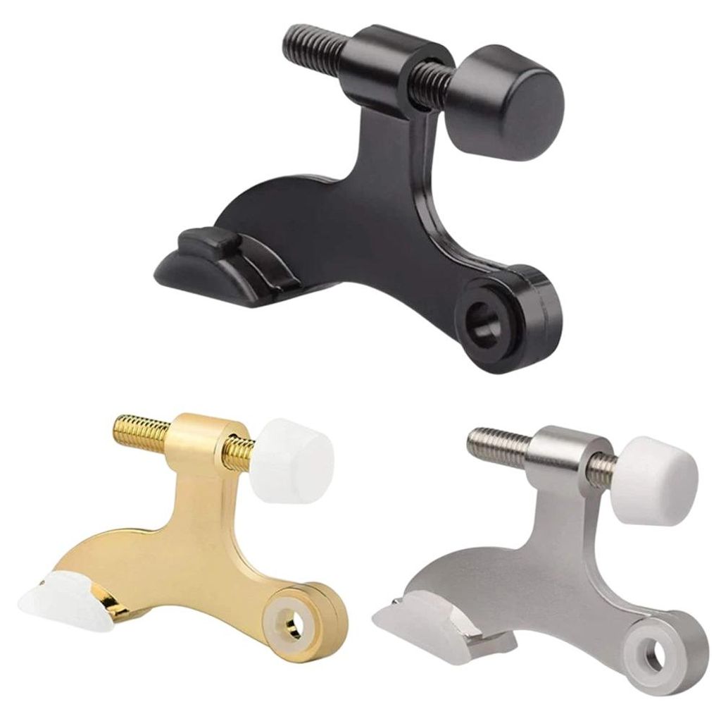 Pack Oil Rubbed Silver Adjustable Heavy Duty Hinge Pin Door Stopper with Gummi Bumper Damper (Black)