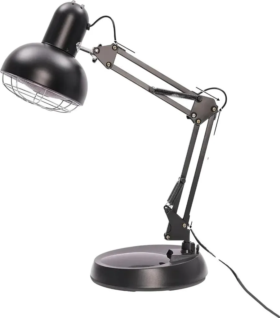 Lampe chauffante infrarouge sur pied réglable 150W noire à douille E27