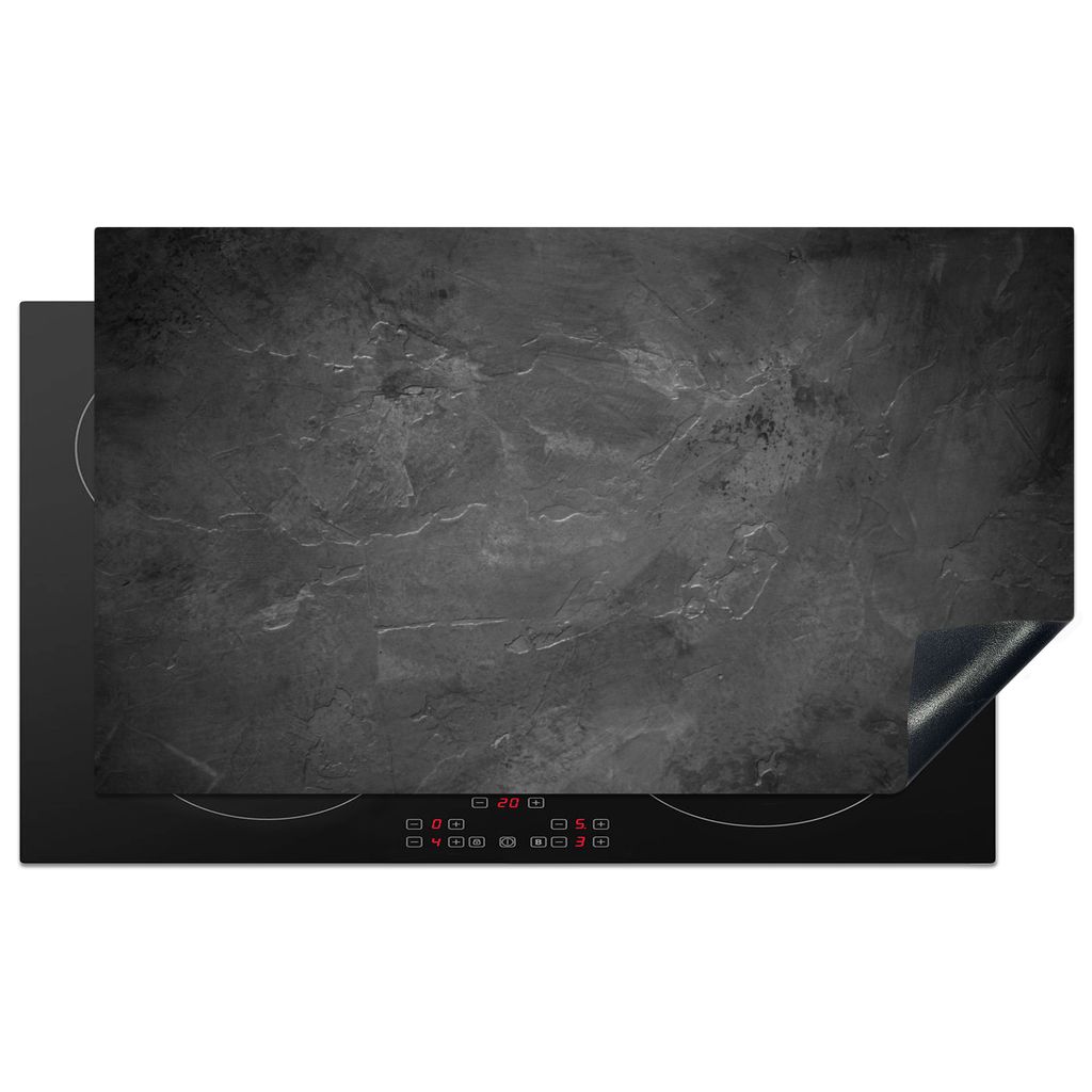 KitchenYeah Herdabdeckplatte Struktur - Zement - Beton - Grau - Vintage , 91x52cm, Küche Deko, Glaskeramikkochfeld Herdabdeckung, Abdeckplatte f...