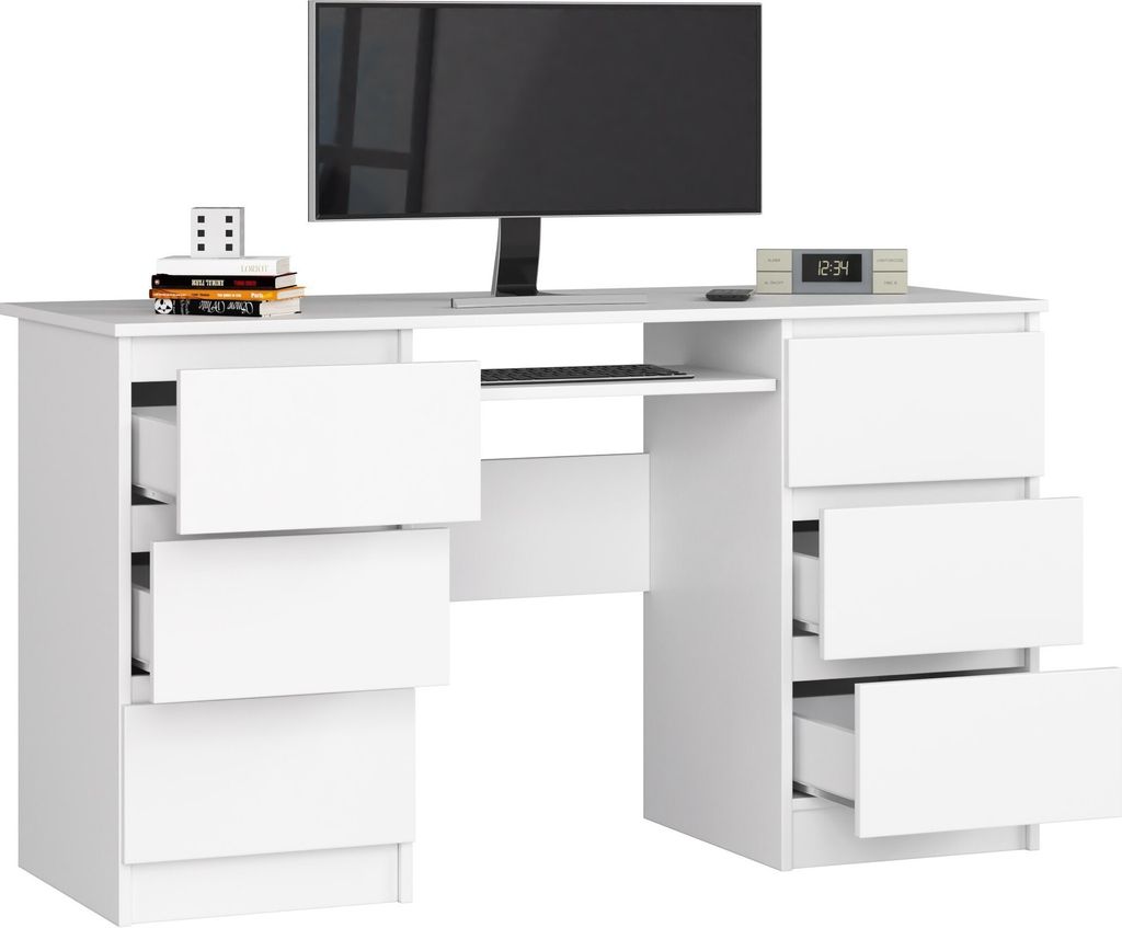 PC-Schreibtisch AKORD A11 in der Farbe Weiß mit 6 Produktbild 2