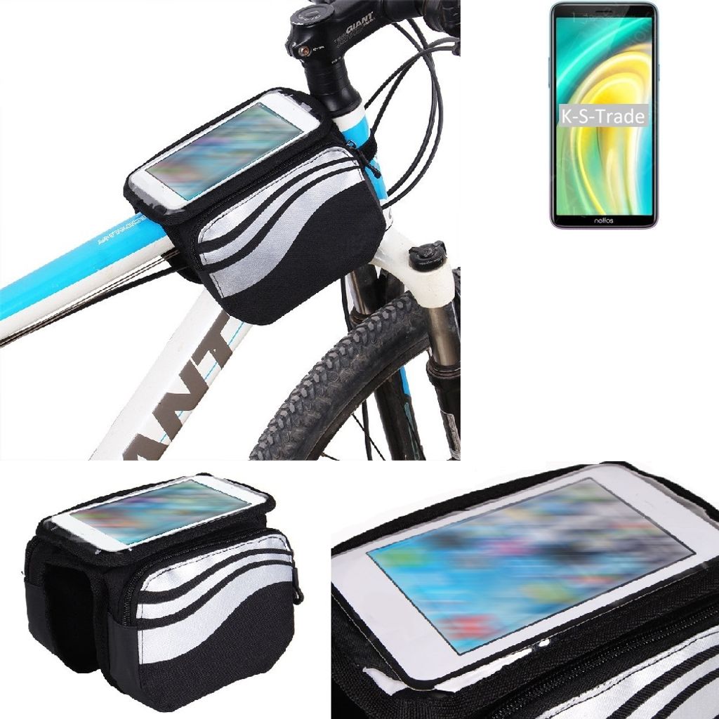 K-S-Trade Rahmentasche Fahrrad-Halterung kompatibel mit TP-LINK Neffos A5 Rahmenhalterung Fahrrad Handyhalterung Fahrradtasche Handy Smartphone