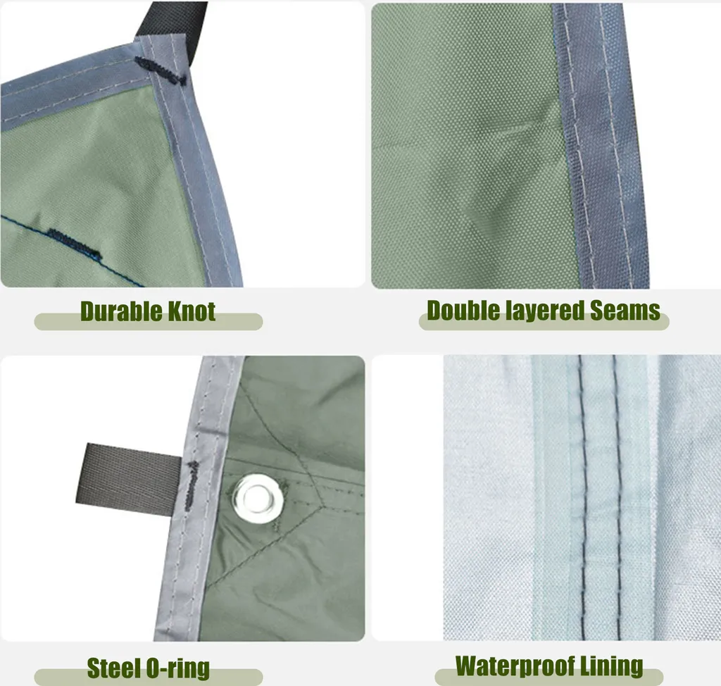 Voile d'ombrage 3x3m imperméable rectangulaire avec piquets et cordes - 6