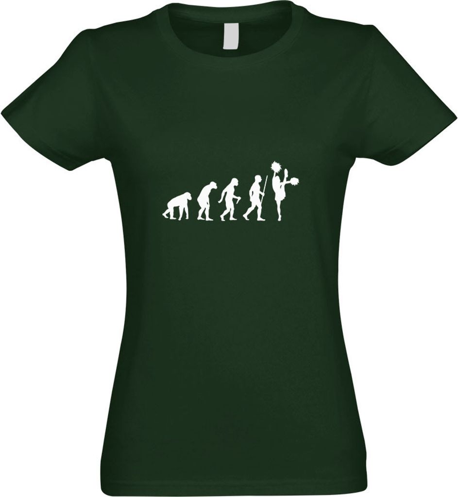 Kiwistar - T-Shirt tailliert - Damen - flaschengrün - Cheerleader Evolution - mit Motiv Bedruckt - Funshirt Design - Sport - Freizeit - Damen - L
