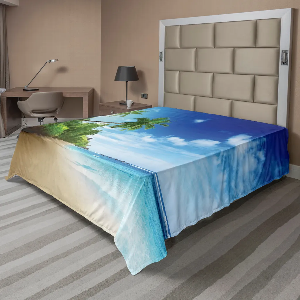 Drap Plat Tropical Confortable en Tissu Doux Décoration Océan 275x260cm