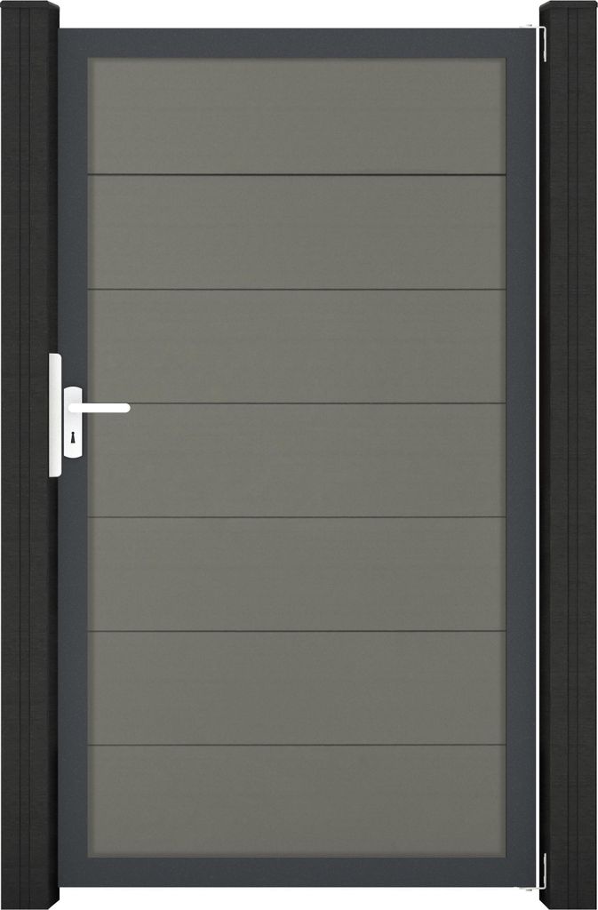 GroJa Solid Grande Tor 1-flügelig Sondermaß mit Anthrazitrahmen Grau