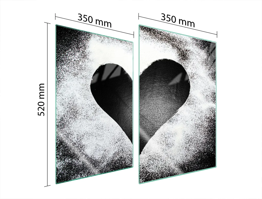 Copri Piano Cottura Vetro Temperato 35x52 Set 2 Piastre Ceramica Cuore