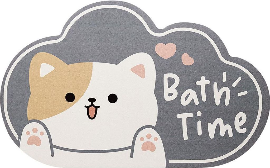 Badezimmermatte mit Cartoon-Katze, saugfähig, mit Kieselgur, rutschfest, schnelltrocknend, für den Eingangsbereich