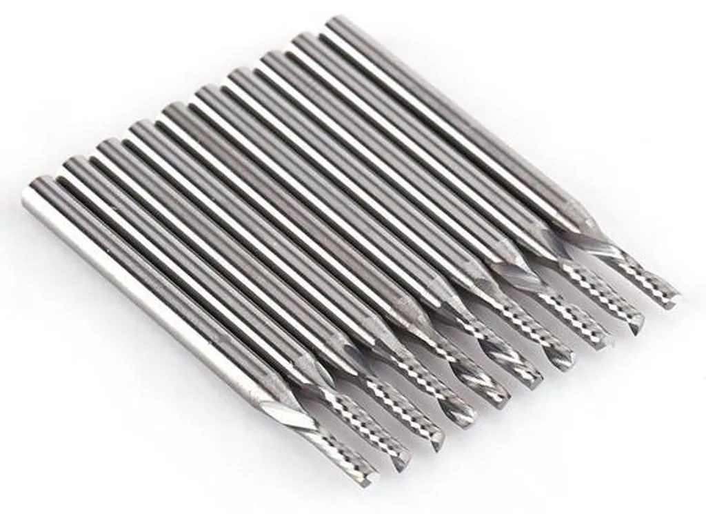 Jeu d'outils de gravure CNC 1/8 pouce - Fraises carbure monobloc 10 pcs