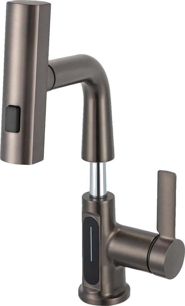 Armatur, Ausziehbar, Einhebel, Gunmetal Grau