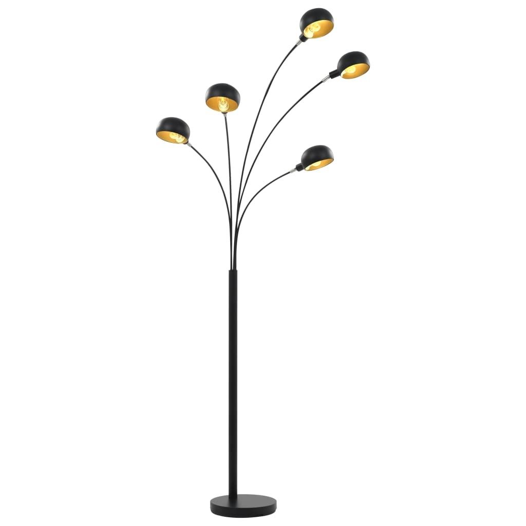 Lampa Stojąca, 200 Cm, 5 X E14, Czarno-Złota Zdjęcie produktu 