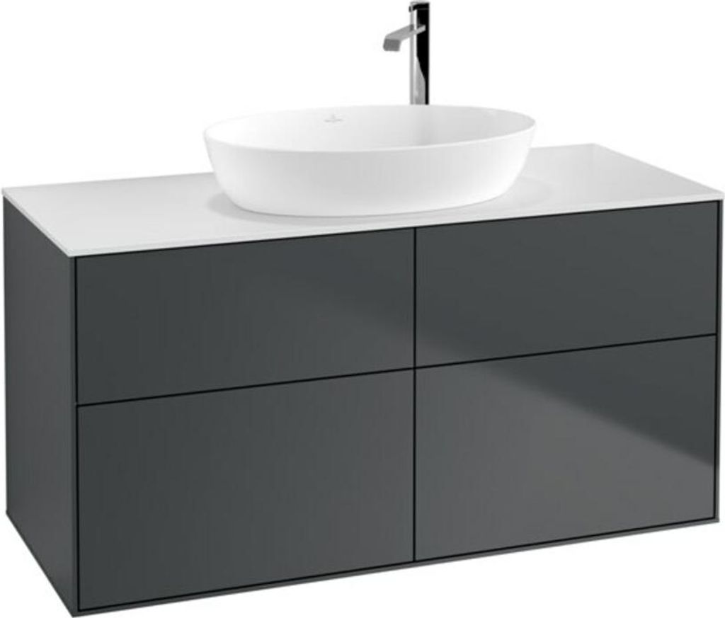 V&B Waschtischunterschrank Finion 120x60,3cm, Abd.-Pl. wh. m, md bl. m Lac
