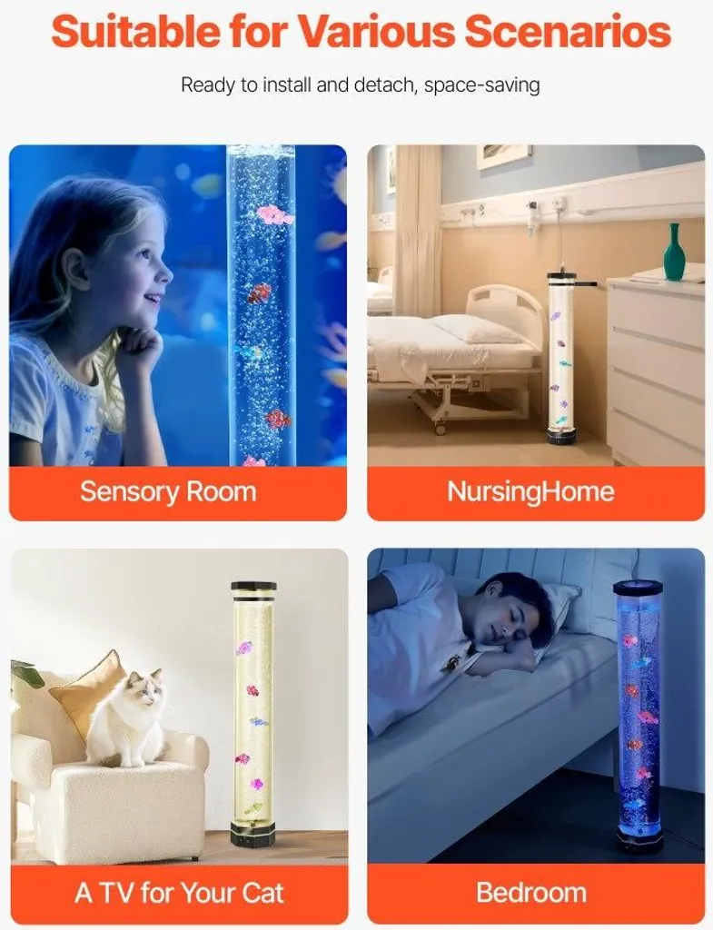 Lampada Lavica 80cm Effetto Acquario | 16 Colori LED e Pesci Tropicali - 6
