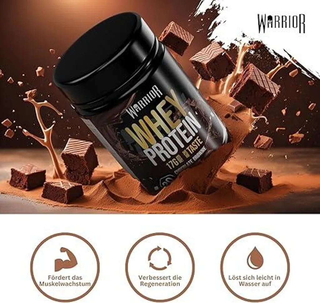 Protéine Whey Riche en BCAA Goût Brownie Chocolat 500g Faible en Sucre