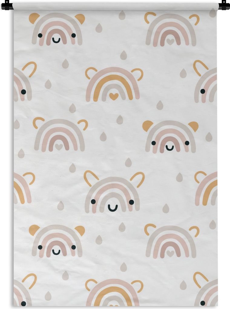 MuchoWow Wandteppich Wandbehang Muster - Regenbogen - Gesicht 60x90 cm Tapisserie Dekoration Wandtuch - Foto-Teppich - Abwaschbar