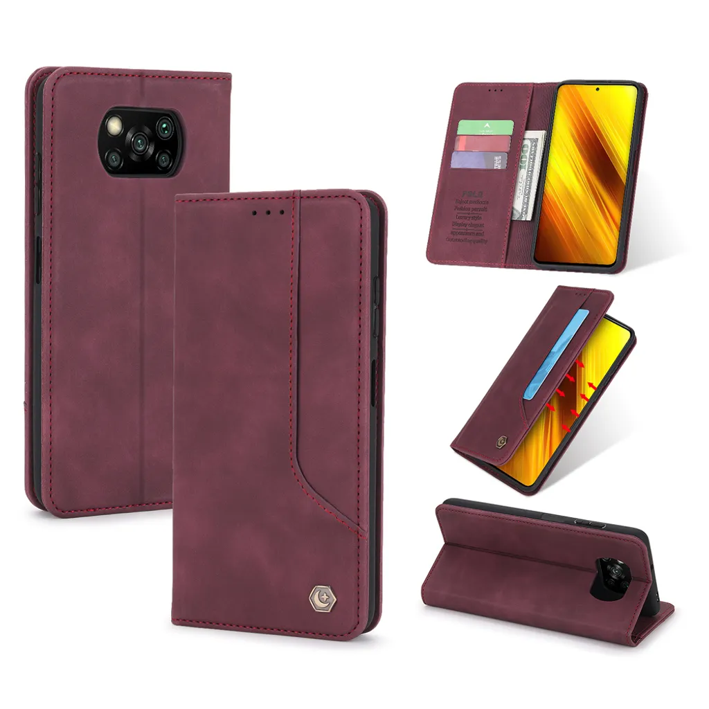 Regala Stile al tuo Xiaomi Poco X3 | Custodia Rossa Portafoglio Retrò