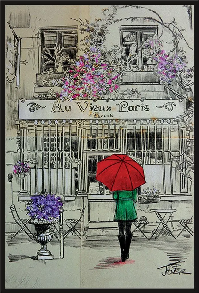 Affiche d'Art Au Vieux Paris Loui Jover Cadre Shinsuke Vitre Acrylique