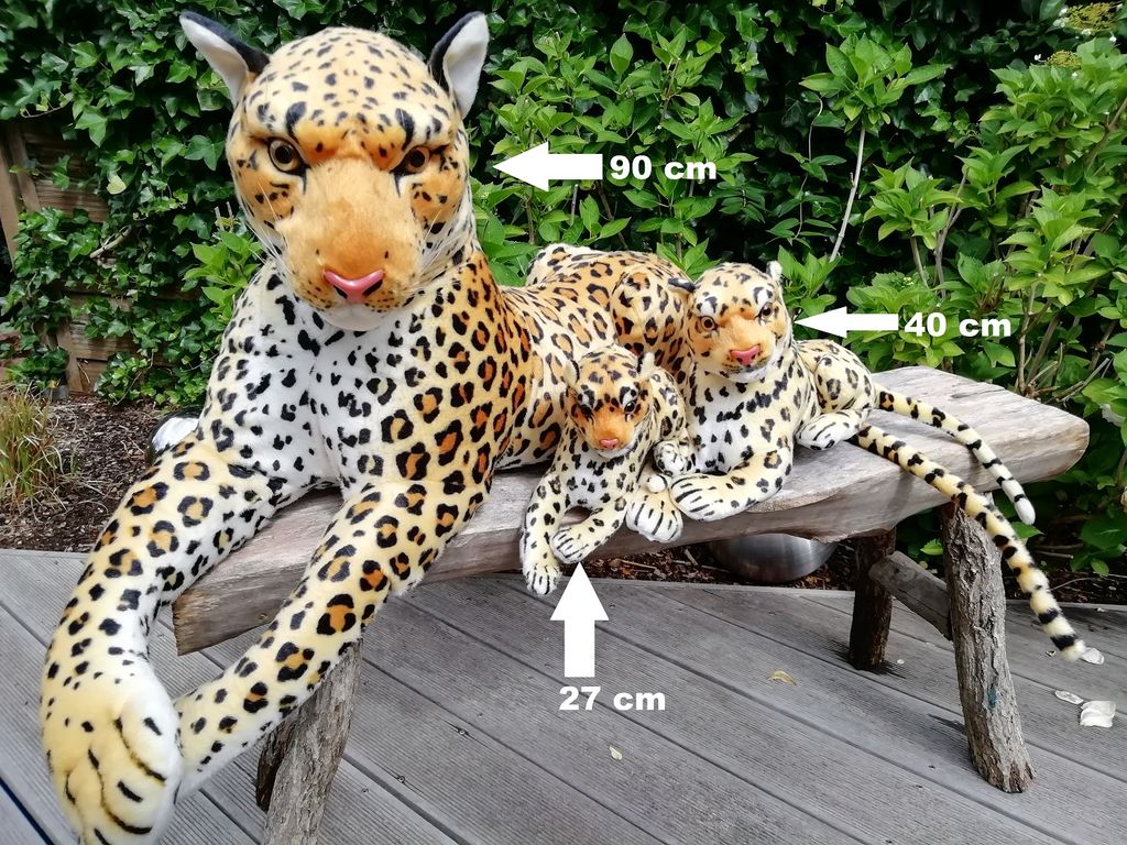 3er Set Leoparden Familie Plüschtier Mama Baby Kuscheltier Raubkatze Tierfamilie 