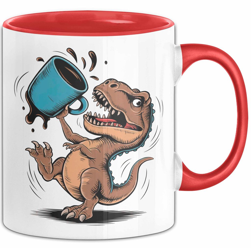 Dinosaurier Fan Tasse Geschenkidee für Urzeit Fans (Rot)