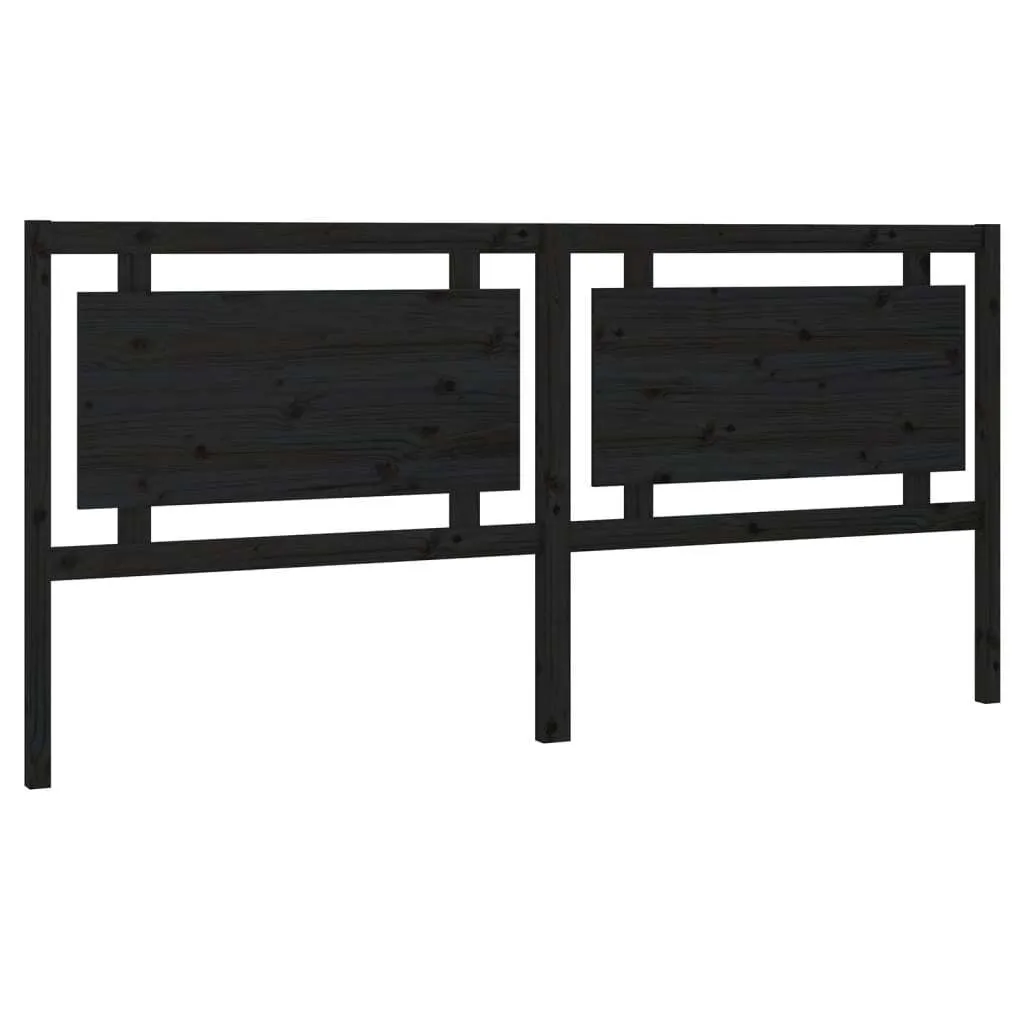 Tête de lit 205,5 cm pin massif noir design épuré et structure robuste