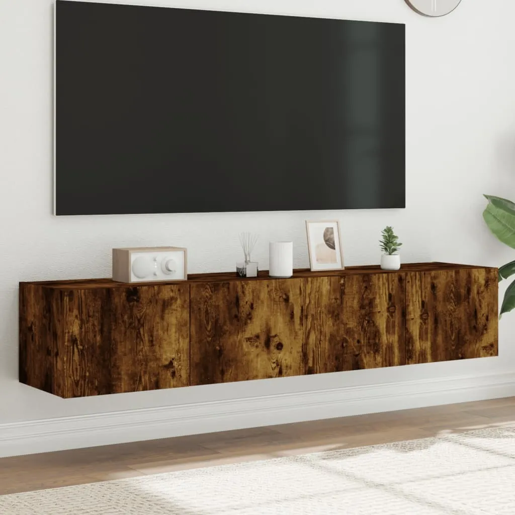 Maison Exclusive Mobile TV Sospeso 2 Pezzi Rovere Fumo LED 80cm