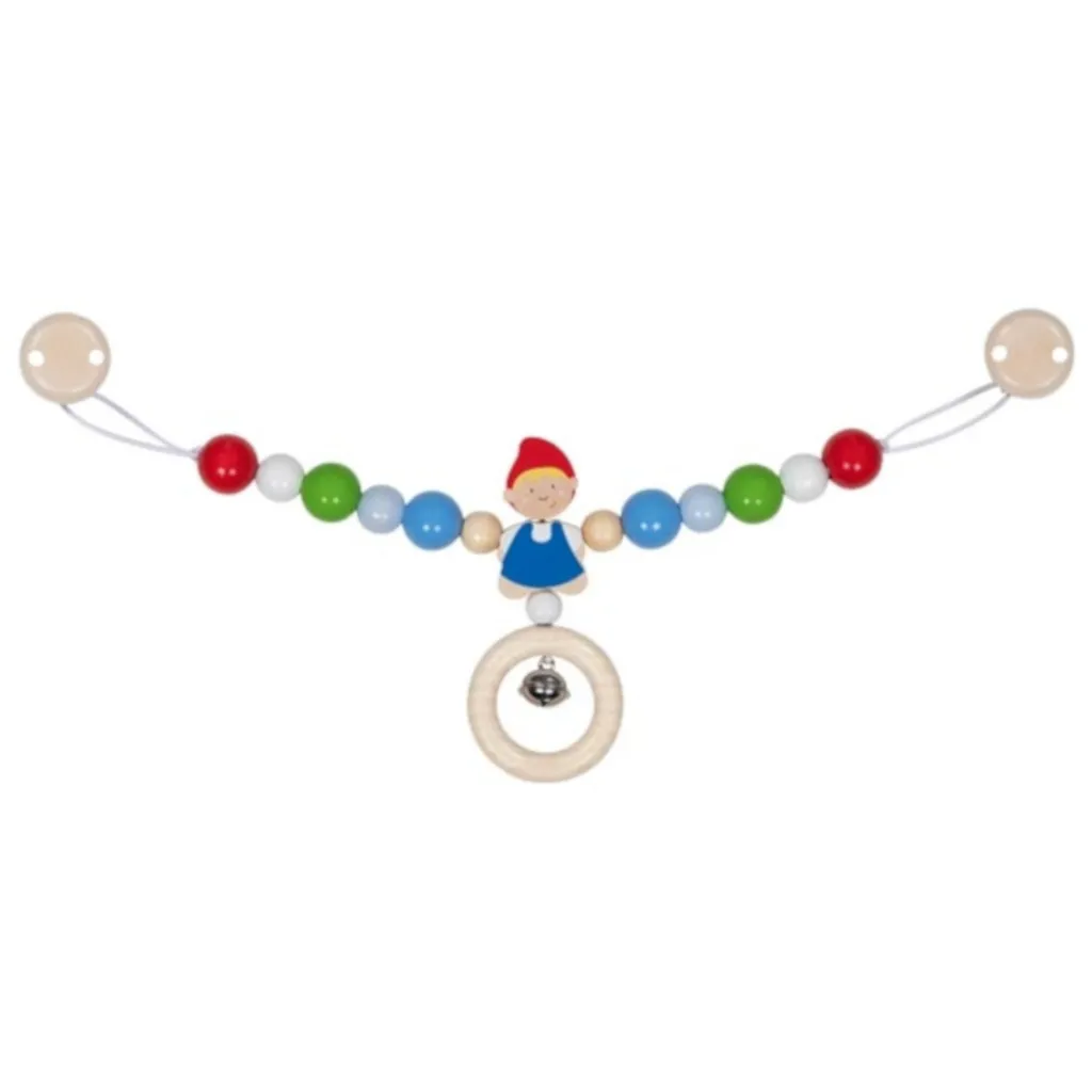 Jouet de landau Goki en bois robuste - Accessoire bébé multicolore