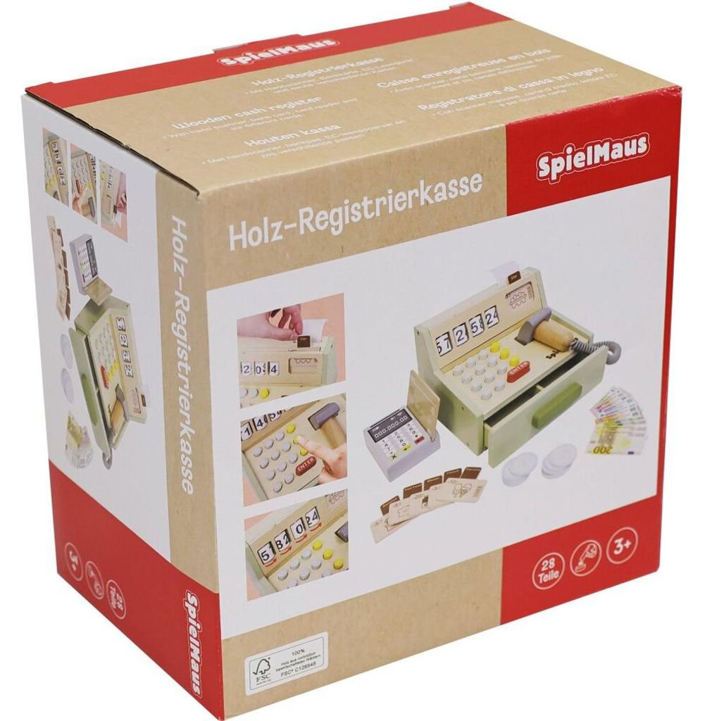 SpielMaus Küche Holz Registrierkasse mit Zubehör Produktbild 