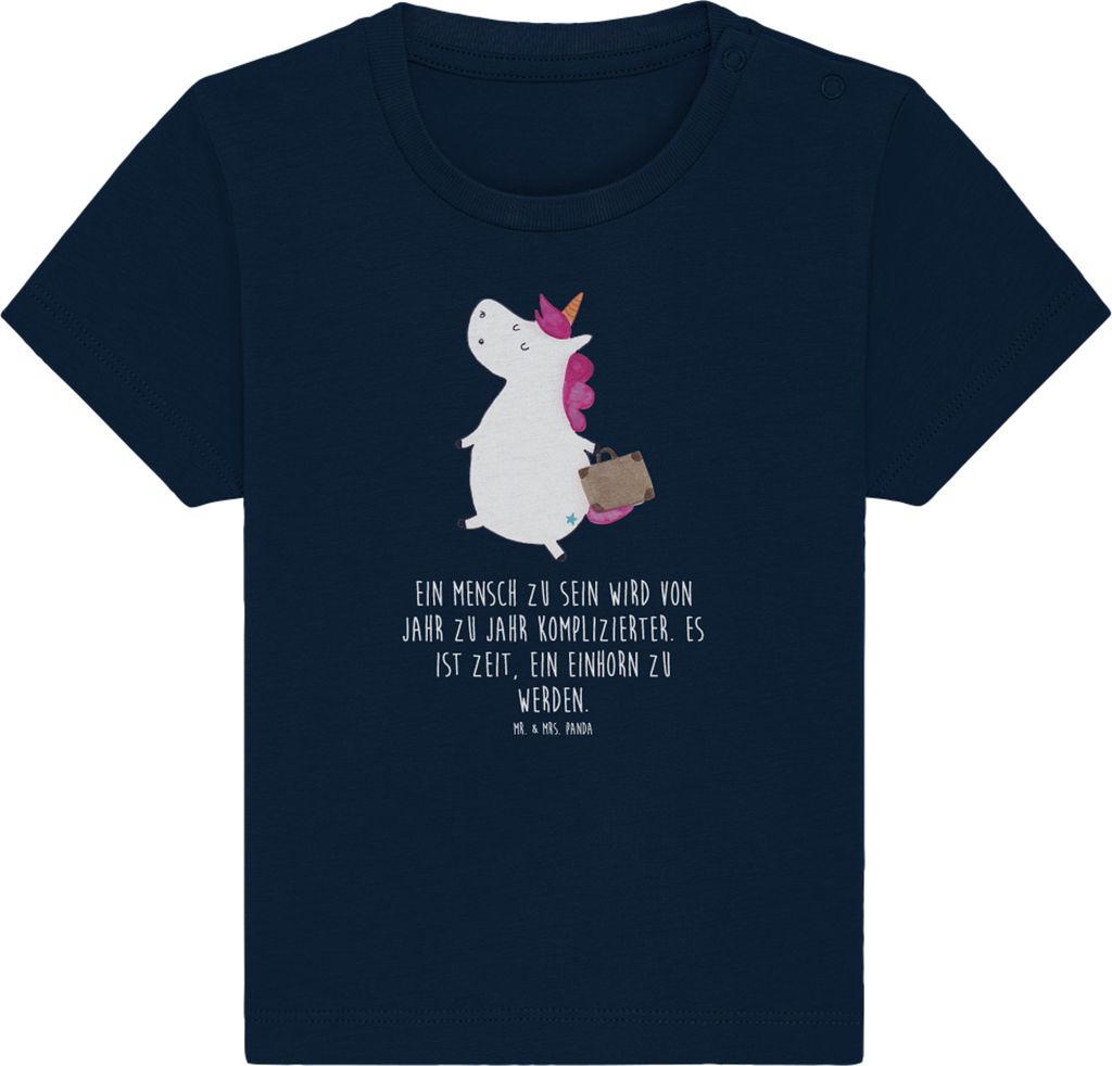 Mr. & Mrs. Panda Babyshirt Einhorn Koffer 12. - 18. Monat - French Navy - Geschenk, Baby Shirt, Einhörner, T-Shirt, Abenteuer, Albern, Unicorn, Ki...