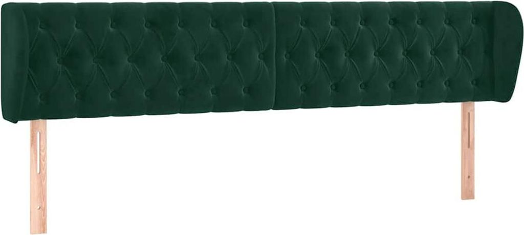 vidaXL Kopfteil mit Ohren Dunkelgrün 203x23x78/88 cm Samt