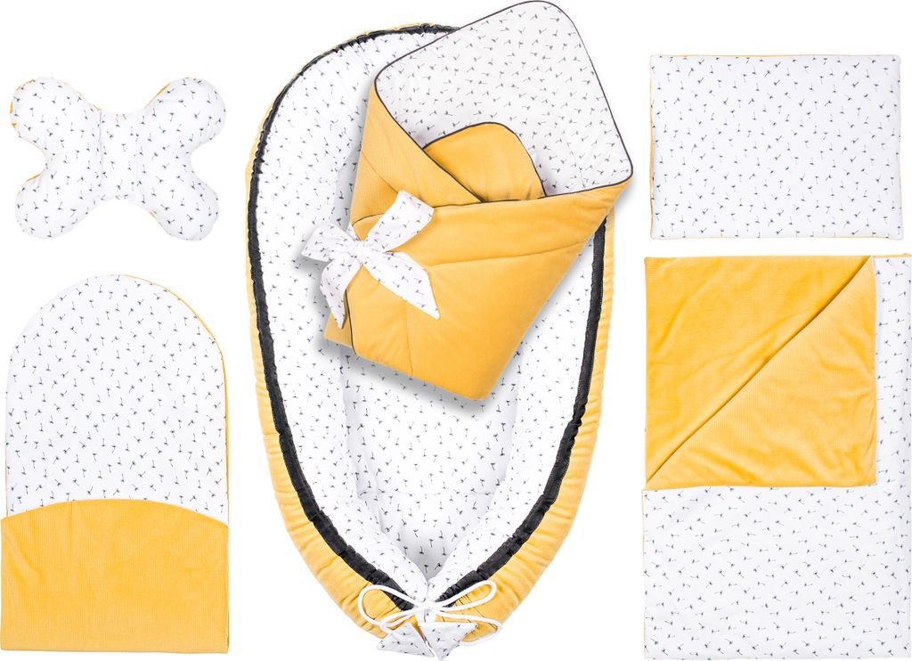 Pepi Babynest Kokon 6 teiliges Babynestchen Set für Babys Neugeborene Kuschelnest-Set mit Babyhörnchen Krabbeldecke Velvet 95×55 cm Indian Summer
