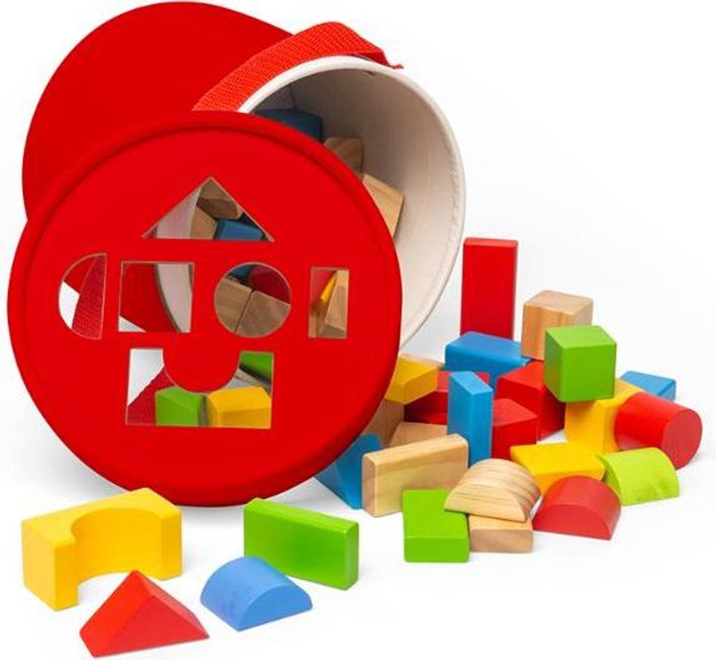 Bigjigs farbige Holzbausteine, 80 Stück.