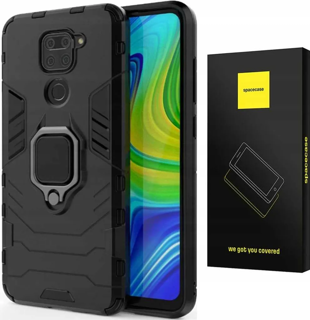 Coque Redmi Note 9 Noir SPACECASE - Idéale pour vidéo et maintien sûr