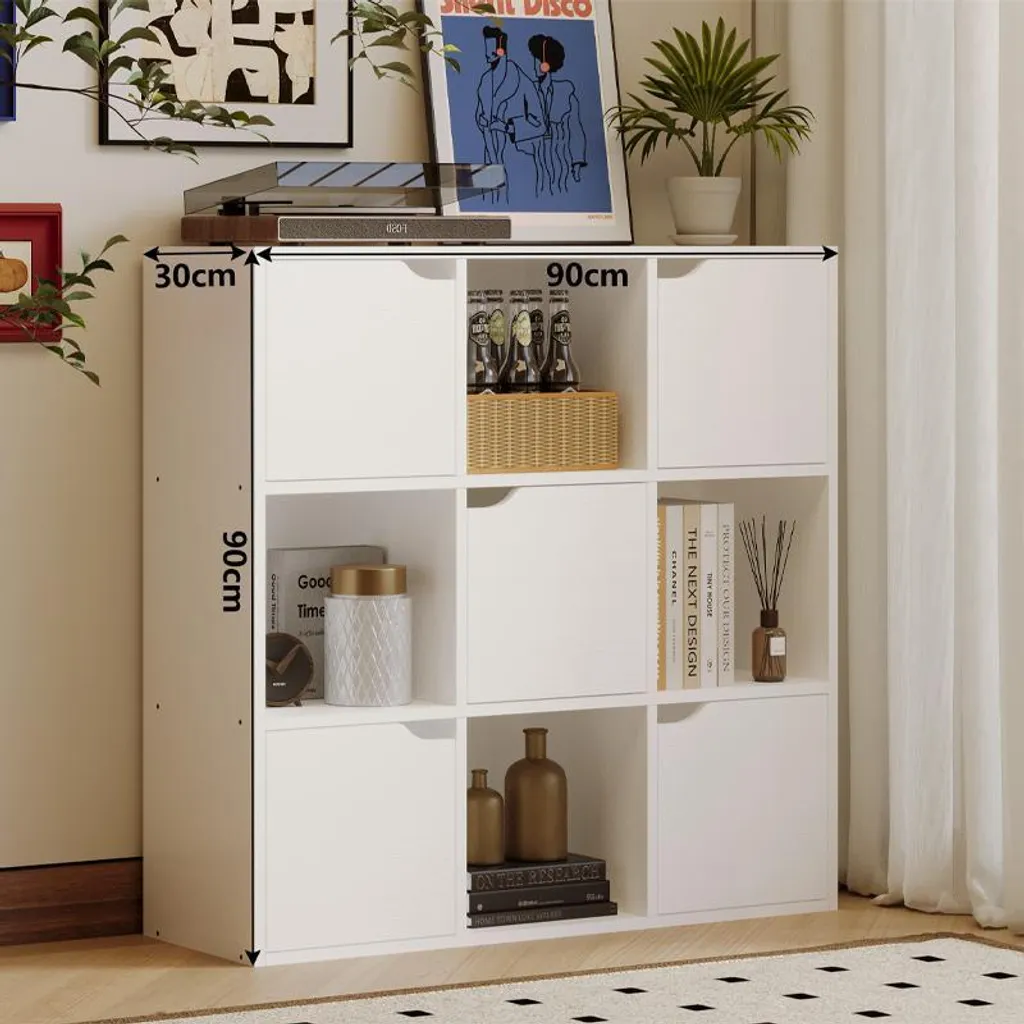 Étagère Blanche 9 Niveaux Style Loft avec Structure Renforcée et Design - 4